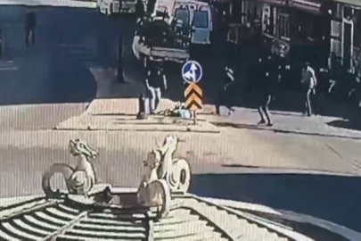 Bisikletli çocuk kamyonete böyle çarptı