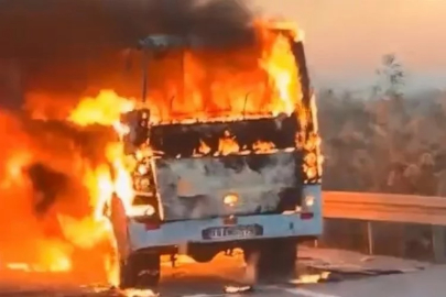 Mevsimlik işçi taşıyan servis alev alev yandı