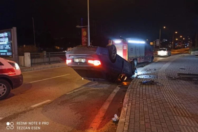 Bursa'da kontrolden çıkan araç takla attı: 1 yaralı