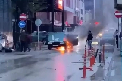 Bursa’da otomobil alevlere teslim oldu