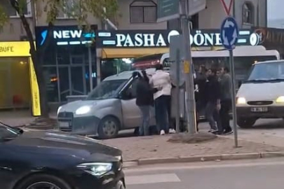 İnegöl'de trafik kavgası kameraya yansıdı