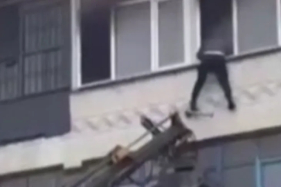 Bursa'da camdan atlayacakken yardımına vinçle yetiştiler