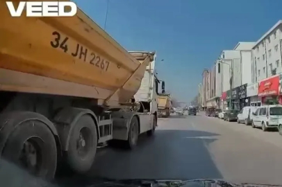Bursa'da otomobilin önüne manevra yapan kamyon kamerada