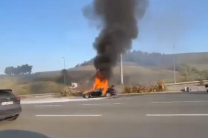Bursa'da  otomobil alevlere teslim oldu
