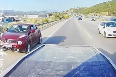 Trafiği tehlikeye düşürün sürücü kameraya böyle yakalandı
