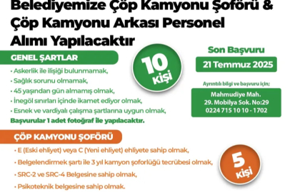 İnegöl Belediyesi’nden 15 personel alımı duyurusu