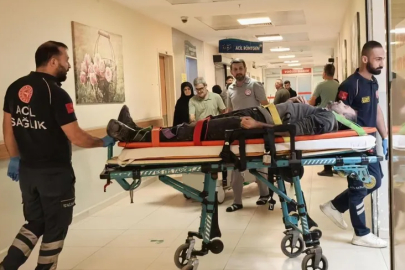 Bursa'da üzerine sunta devrilen işçi yaralandı
