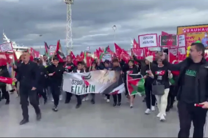 Mudanya'da Filistin'e destek yürüyüşü: Gökyüzüne ses veriyoruz