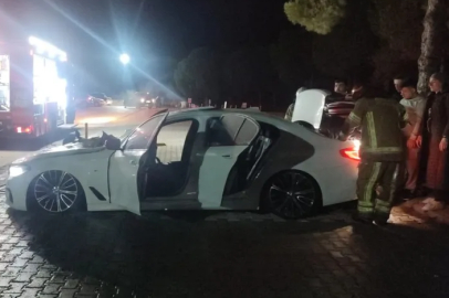 Mudanya Devlet Hastanesi otoparkında araç yangını