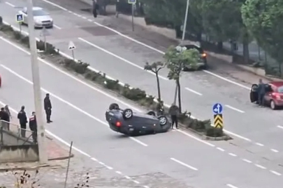 İnegöl'de takla atan otomobilde sürücü hafif yaralandı