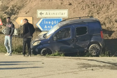 Bursa'da çarpışmanın etkisiyle kanala uçtu