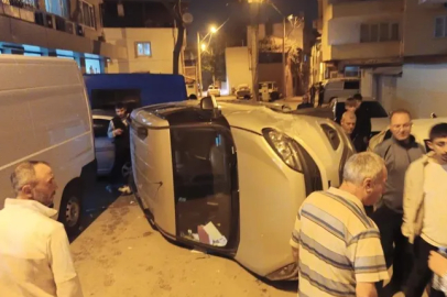 Bursa'da kontrolden çıkan otomobil yan döndü: 1 yaralı