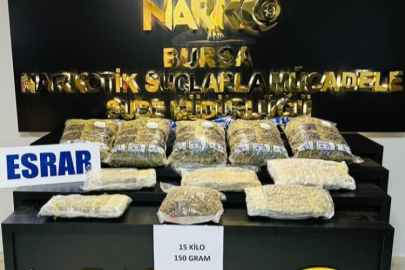 Bursa’da uyuşturucu operasyonu : 15 kilo esrar ele geçirildi