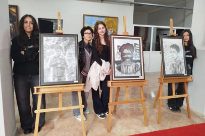 Bursalı genç ressamlar Gazzeli çocukların acısını resmetti