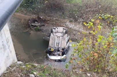 Bursa'da dereye uçan otomobilin sürücüsü yaralandı