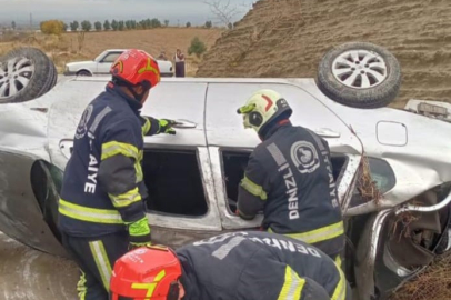 Yoldan çıkan otomobil takla attı; 2 yaralı