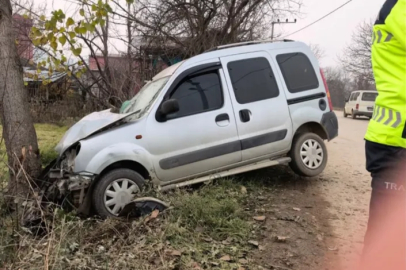 Bursa'da ticari araç ağaca çarptı: 1'i çocuk 2 yaralı