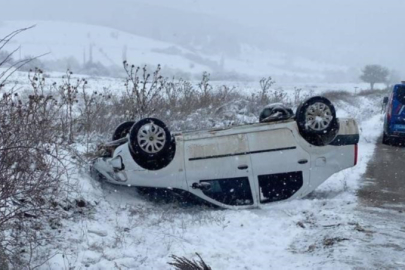 Kontrolde çıkan araç takla attı, sürücüsü yaralandı
