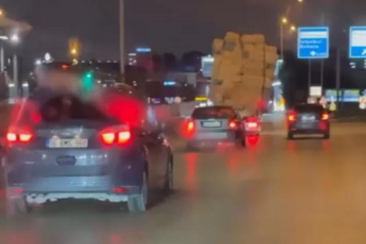 Bursa'da tehlikeli taşımacılık kamerada
