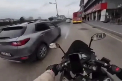 Bursa'da motosikletlinin ölümden döndüğü anlar
