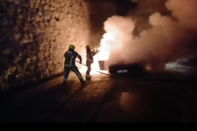 Mudanya yolunda korkutan araç yangını