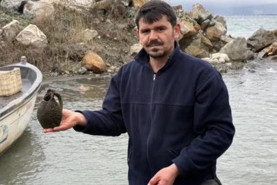 İznik Gölü'nde balıkçıların ağına küp takıldı