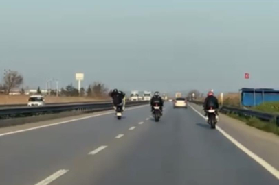 Bursa'da motosiklet sürücülerinin tehlikeli yolculuğu kamerada