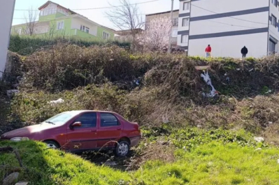 Bursa'da freni boşalan otomobil şarampole uçtu