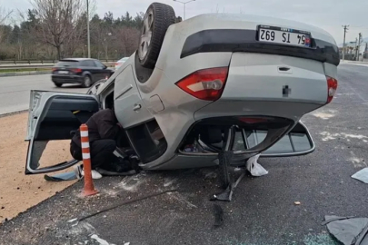 Bursa'da otomobil takla attı: İçindekiler ölümden döndü