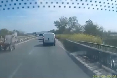 Bursa'da ters yönden gelen at arabası trafiği tehlikeye attı