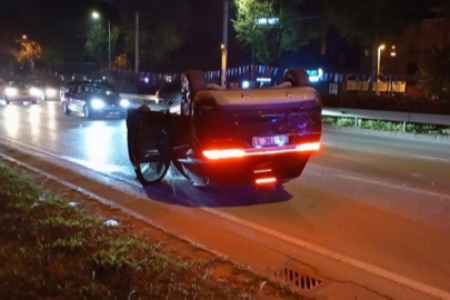 Osmangazi’de trafik kazası: Otomobil takla attı, 1 yaralı