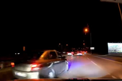 Bursa'da makas atarak trafiği tehlikeye düşüren araç kamerada