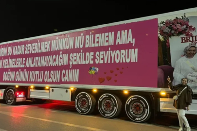 Bursa'da aşkını TIR'ın dorsesine yazarak gösterdi