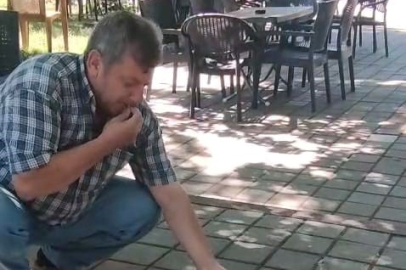İnegöl’de sincap ve kumruyu elleriyle besledi
