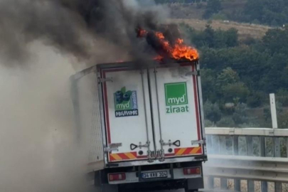 Bursa’da seyir halindeki kamyonet alevlere teslim oldu