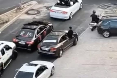 Bursa'da düğün konvoyu yolu trafiğe kapattı