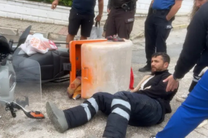Bursa'da yola fırlayan araç kuryeye çarptı