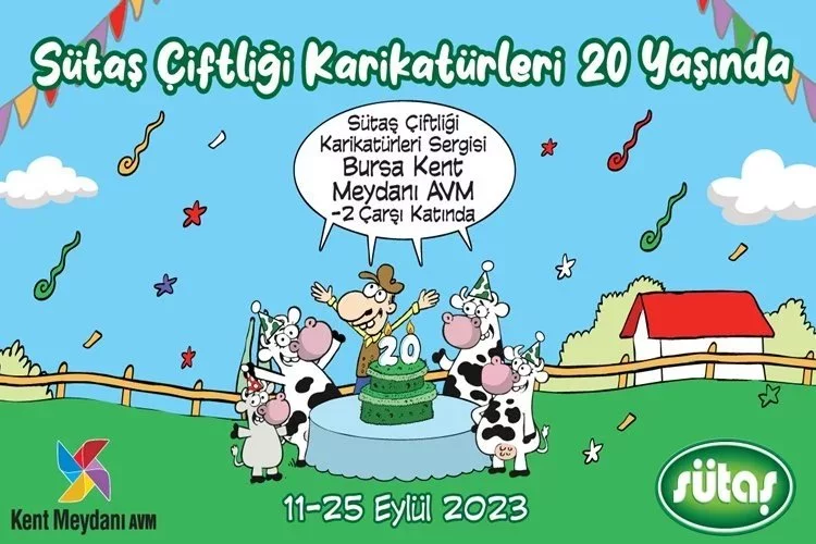 Sütaş Çiftliği Karikatürleri Sergisi Bursa Kent Meydanı AVM’de